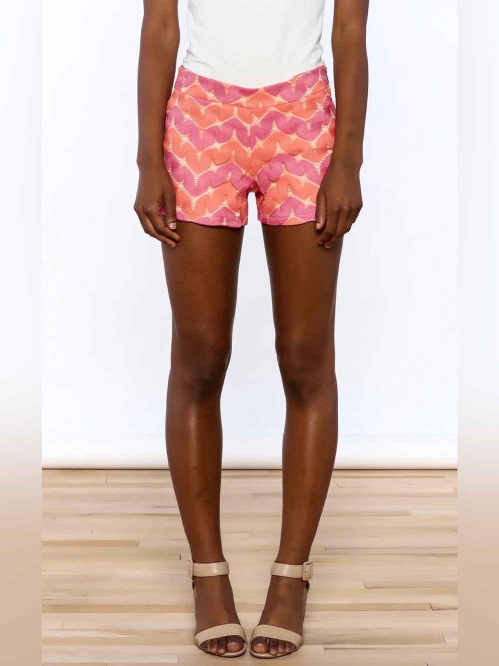 Judith March Crochet Chevron Shorts Side Zipper Size Small
